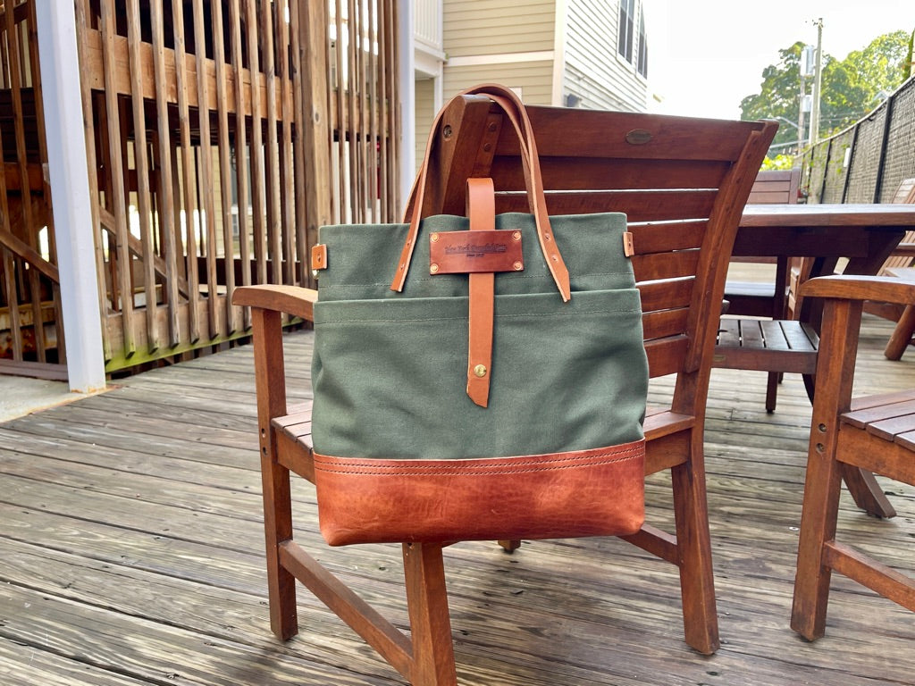 Canvas Tote with Leather Base